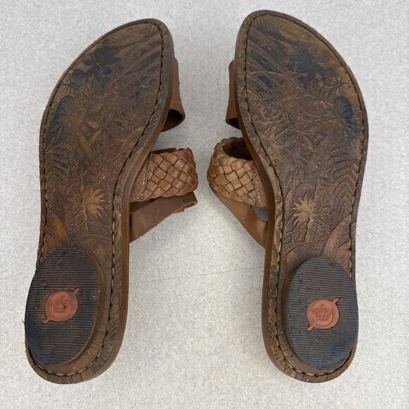 Women’s Born Brown Leather Strappy Slip On Buckle Thongs Sandals Size 9 - Picture 9 of 9